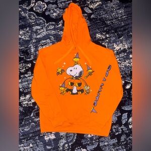 TEEN Peanuts Orange Hoodie with Snoopy and Woodstock